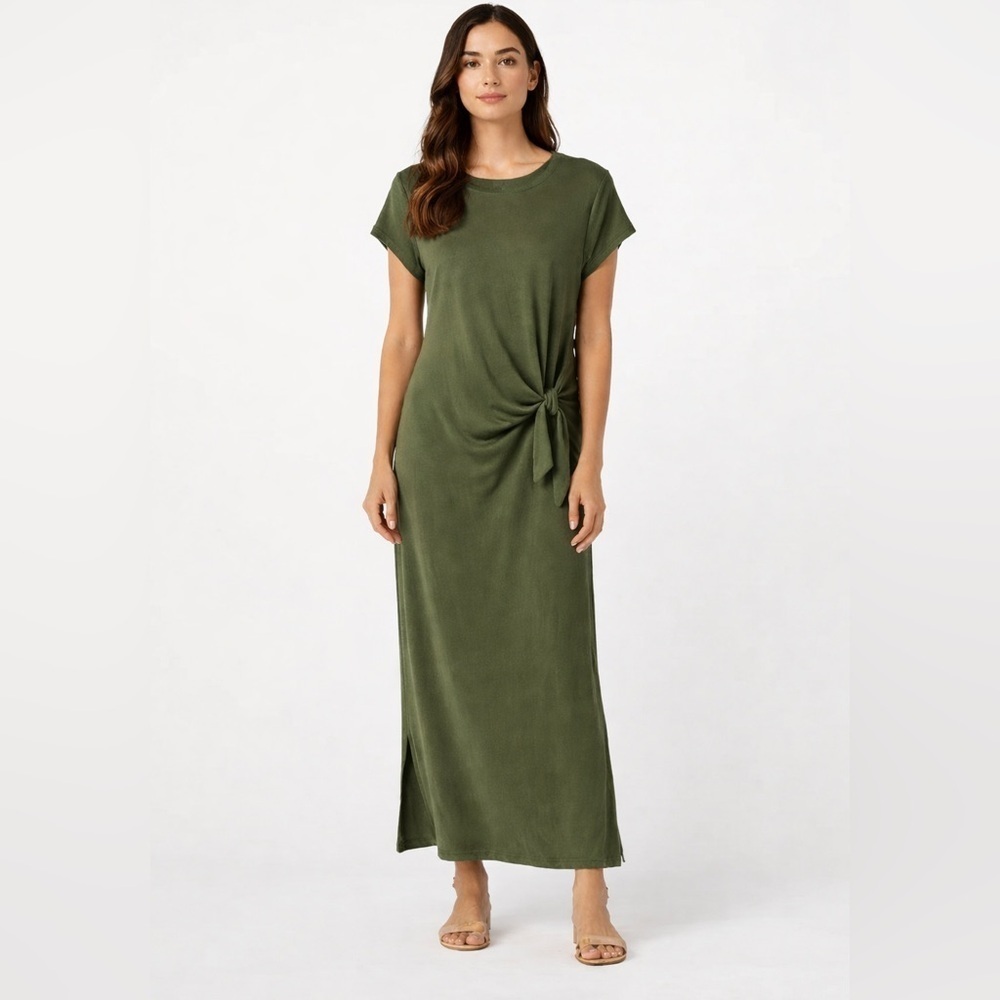 Magaschoni Green Stretch Jersey Maxi Dress NWT Large Casual Workwear Evening
